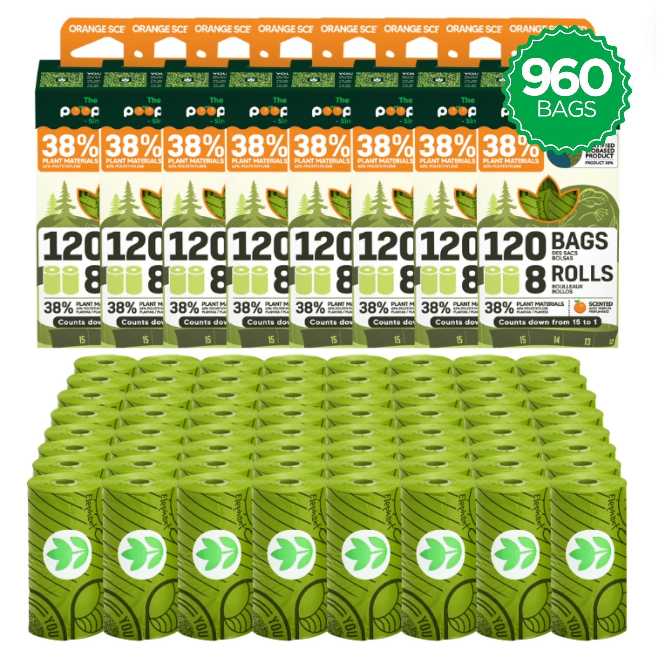 Countdown Rolls® Orange Scented Leash Roll Poop Bags